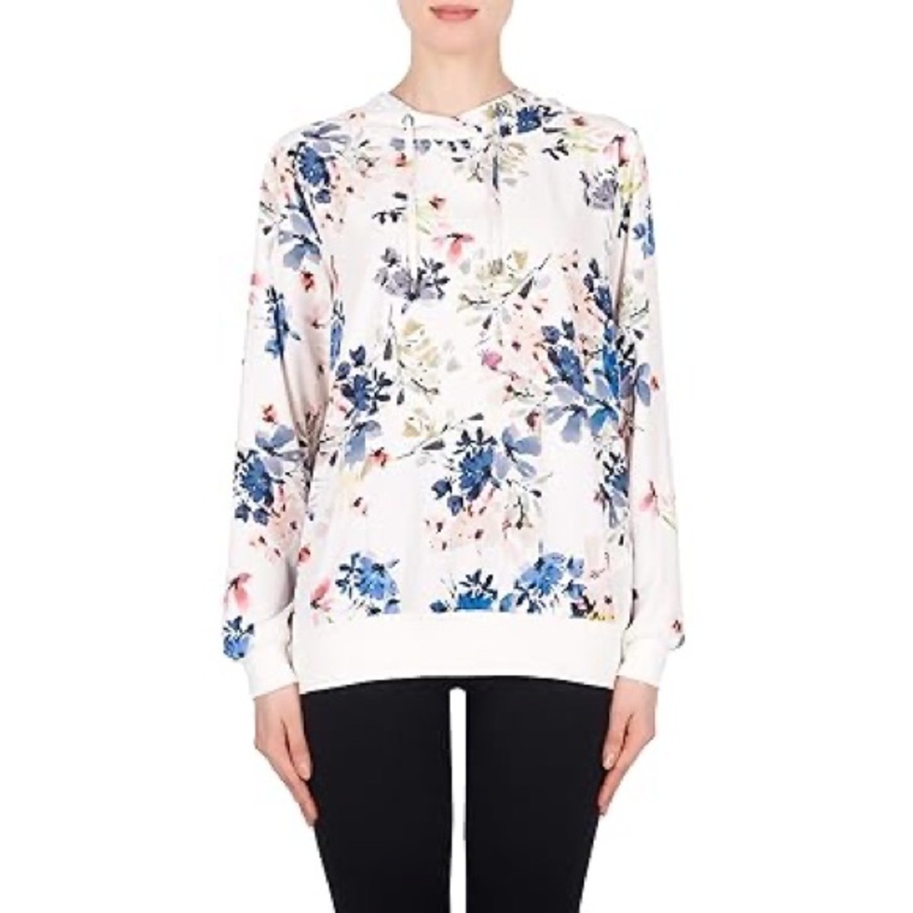Joseph Ribkoff White Cream Oversized Floral Sweatshirt